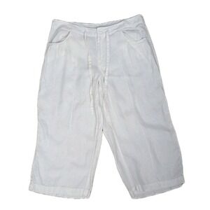 London Jean White Women's Capri  100 % Linen Pants Sz. 12‎